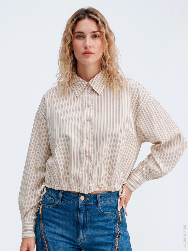 Gossia - GemmaGo Jo Skjorte - Creme Brown Stripes