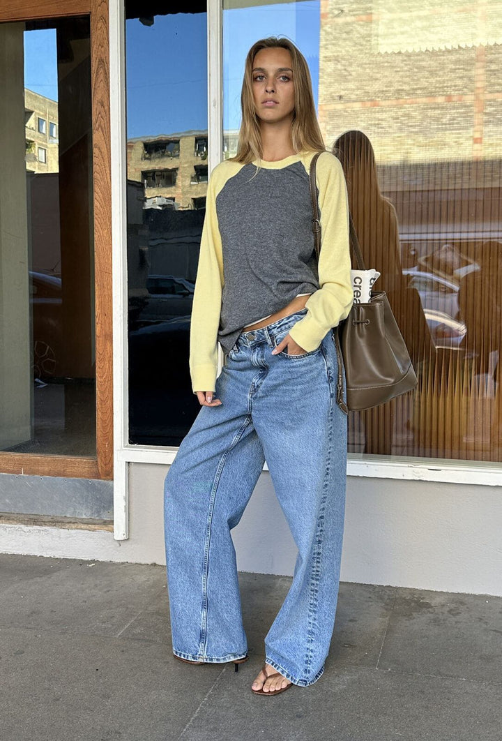 Boii - Polly Contrast Strik - Dark Grey Mel/Bright Yellow