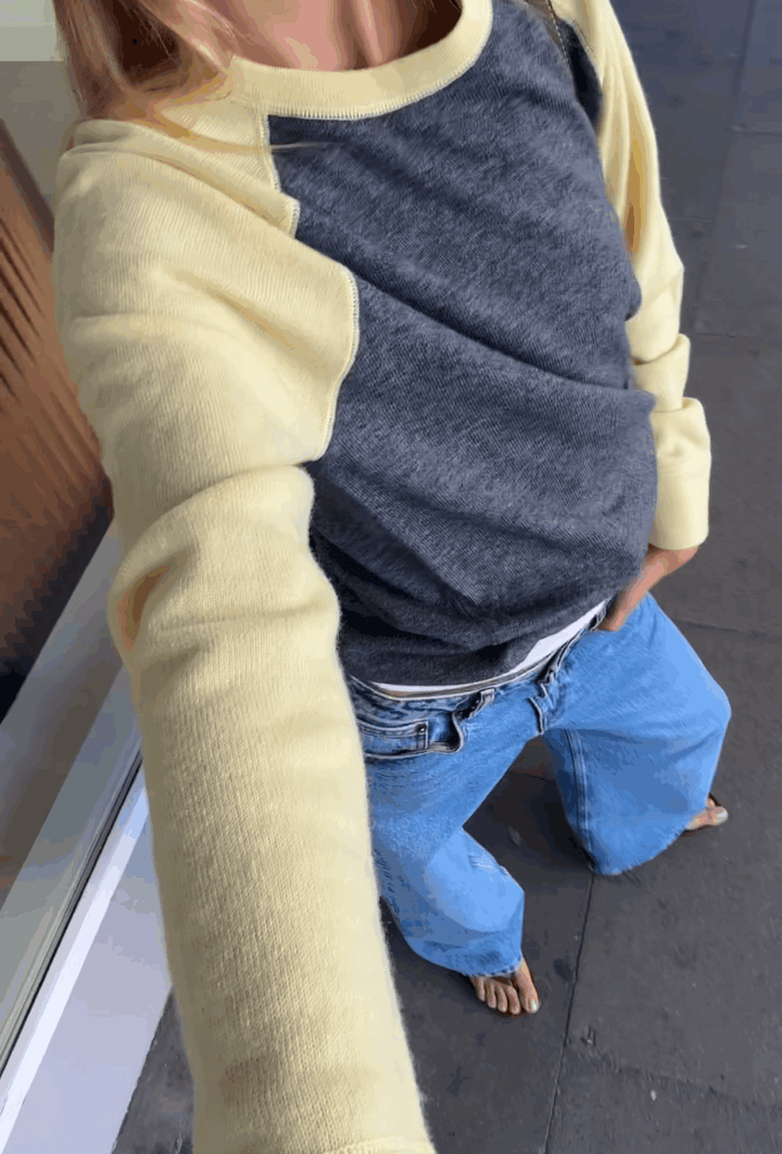 Boii - Polly Contrast Strik - Dark Grey Mel/Bright Yellow