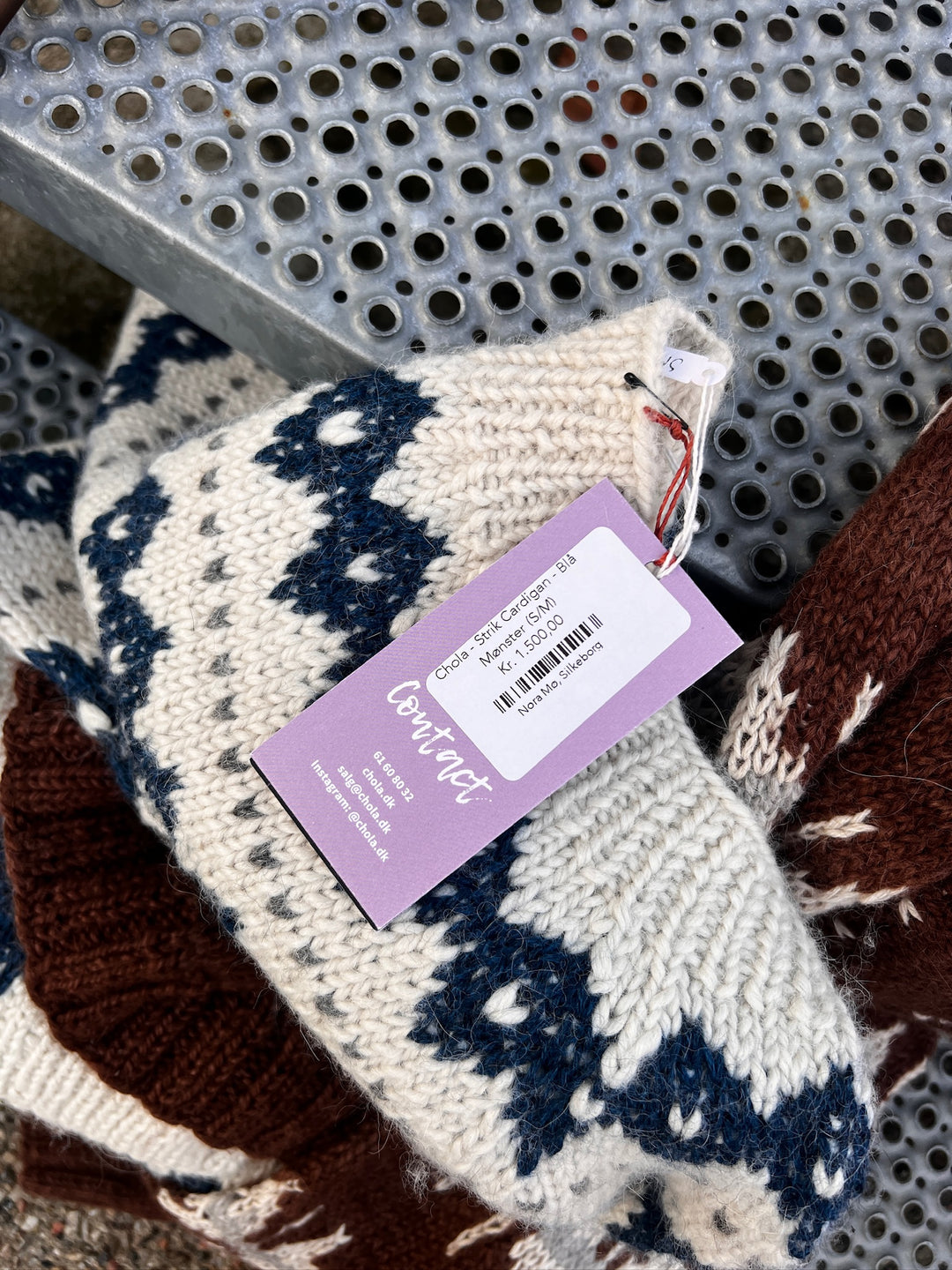 Chola - Knit Cardigan - Blue Pattern