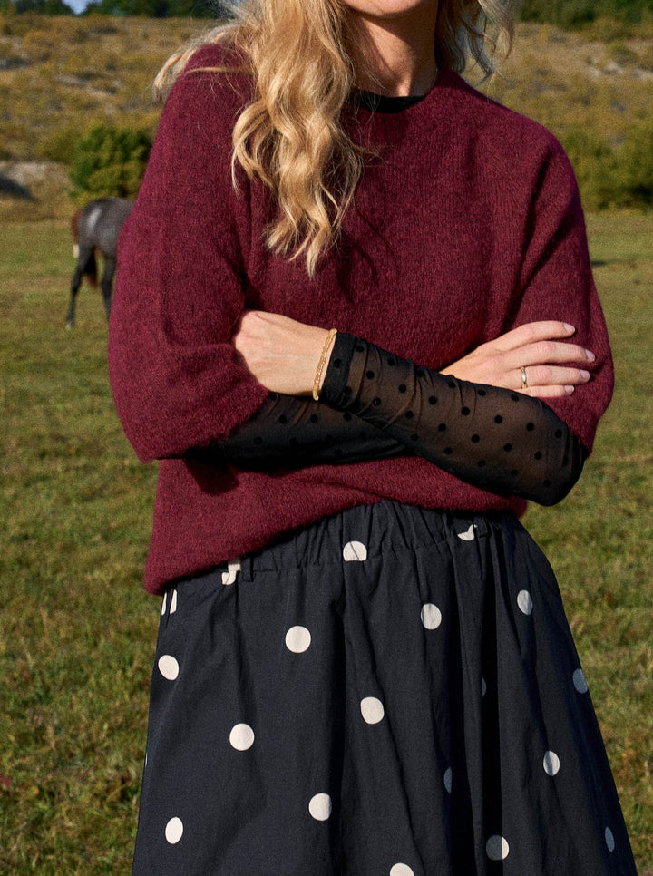 Black Colour - Jennie dotted mesh bluse