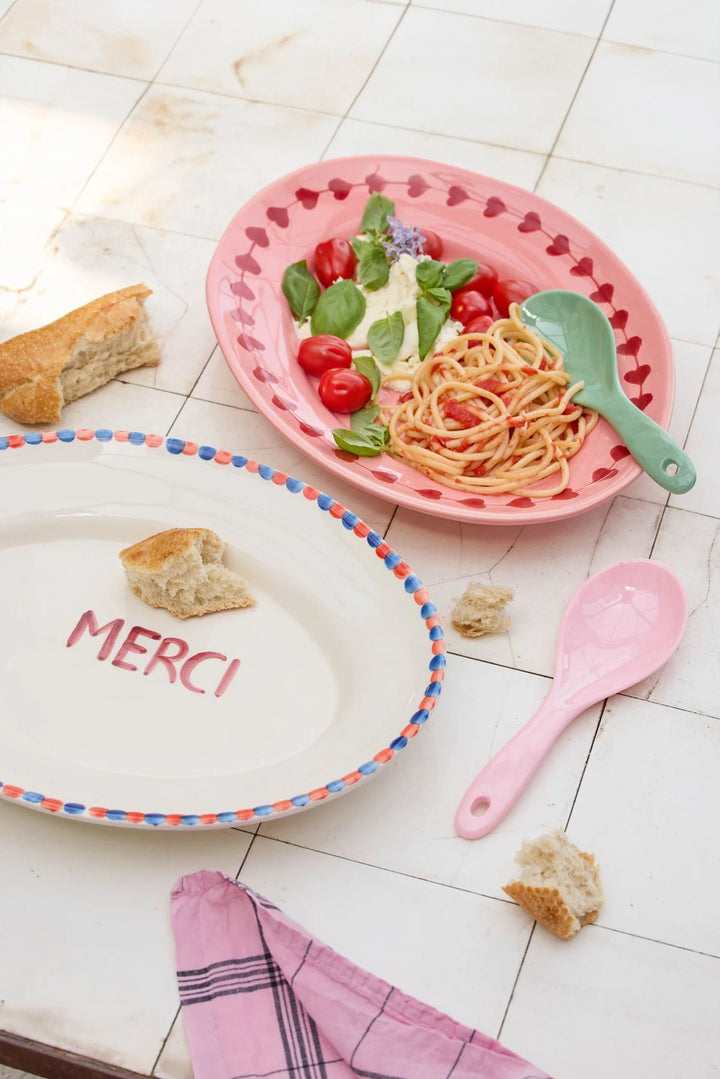 Rice - Mellem Keramik Serveringsfad - Off White - Hand-painted MERCI
