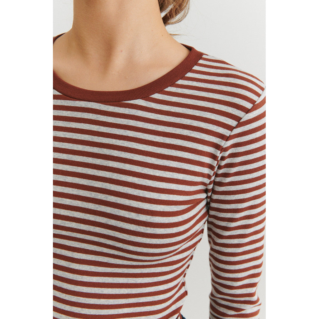 Basic Apparel - Ludmilla LS Tee - Tortoise shell / Grey melange