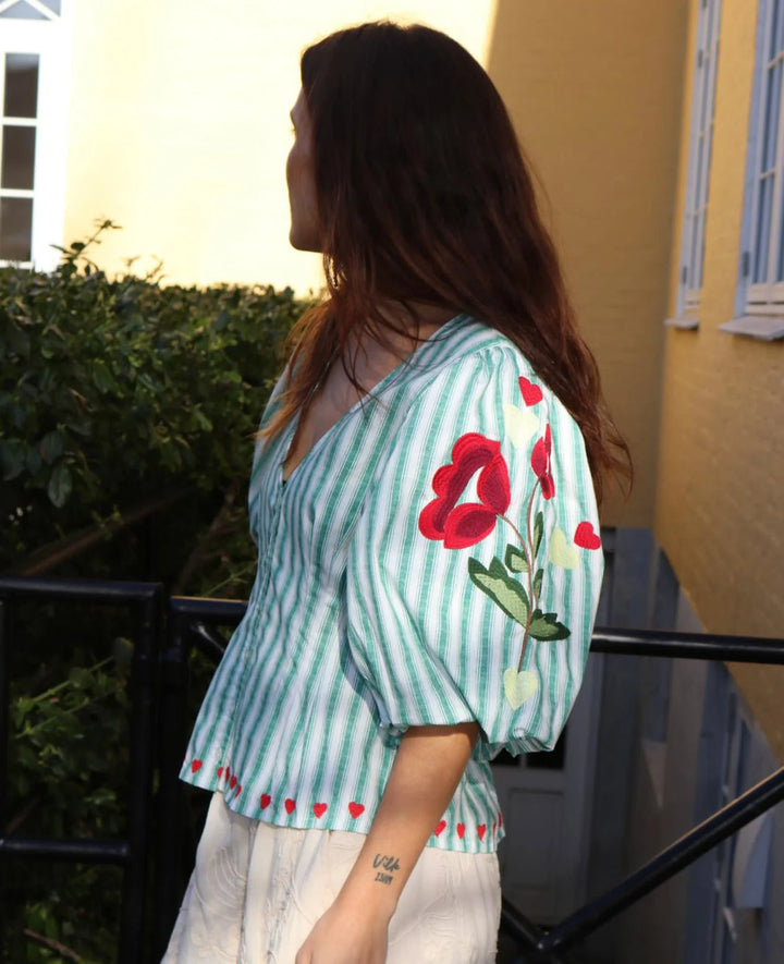 Sissel Edelbo - Lotta Skjorte - Green Stripes