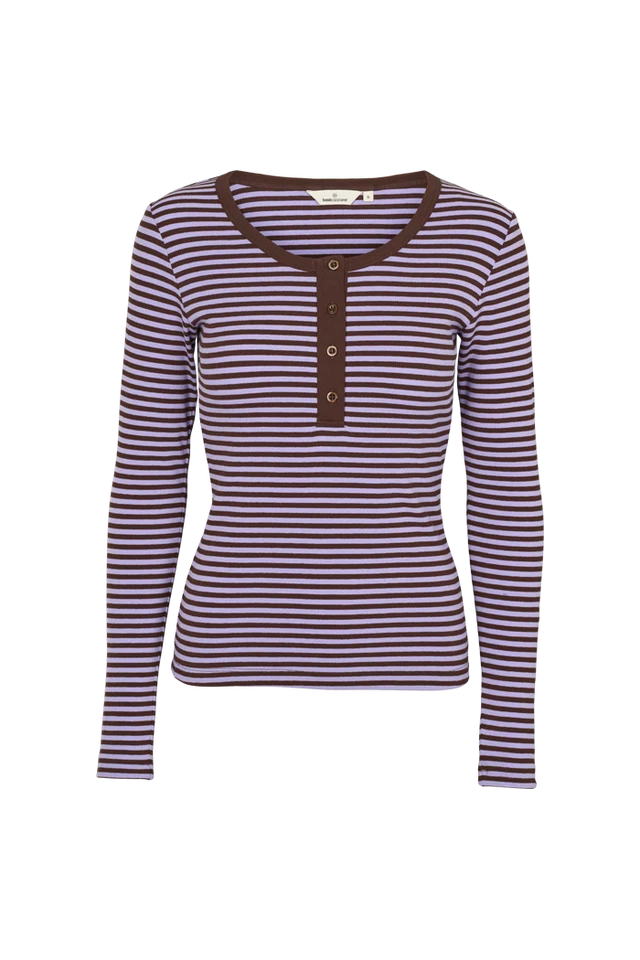 Basic Apparel - Ludmilla LS Granddad - Violet Tulip/Chicory Coffee