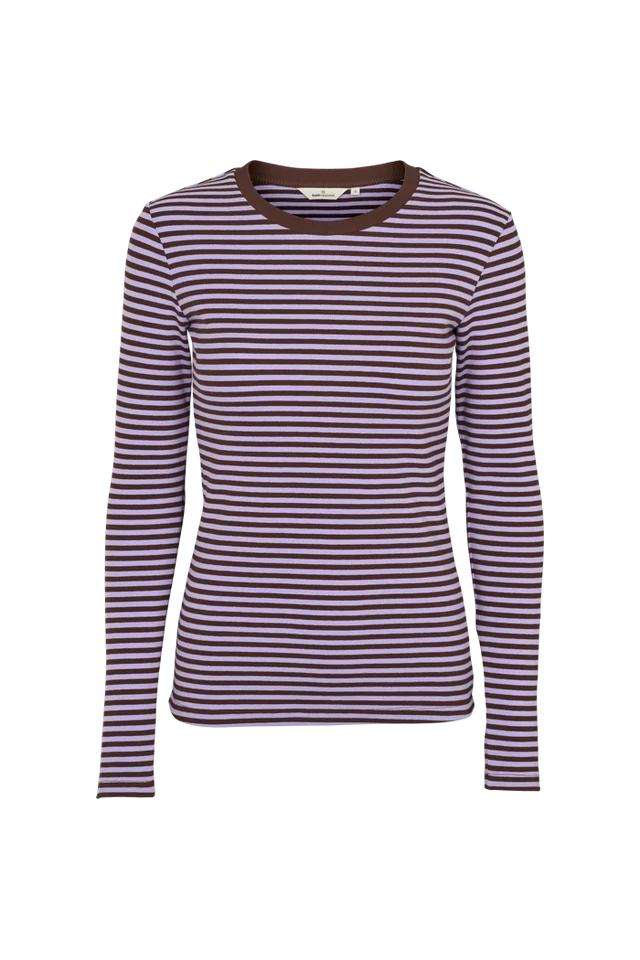 Basic Apparel - Ludmilla LS Tee - Violet Tulip/Chicory Coffee
