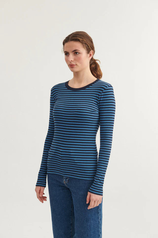 Basic Apparel - Ludmilla LS Tee - Copen Blue/Sky Captain