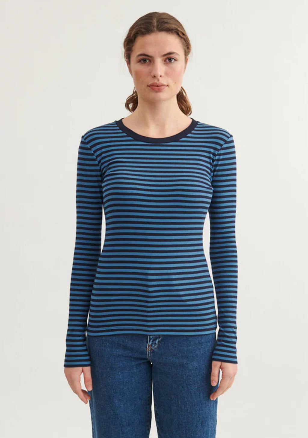 Basic Apparel - Ludmilla LS Tee - Copen Blue/Sky Captain