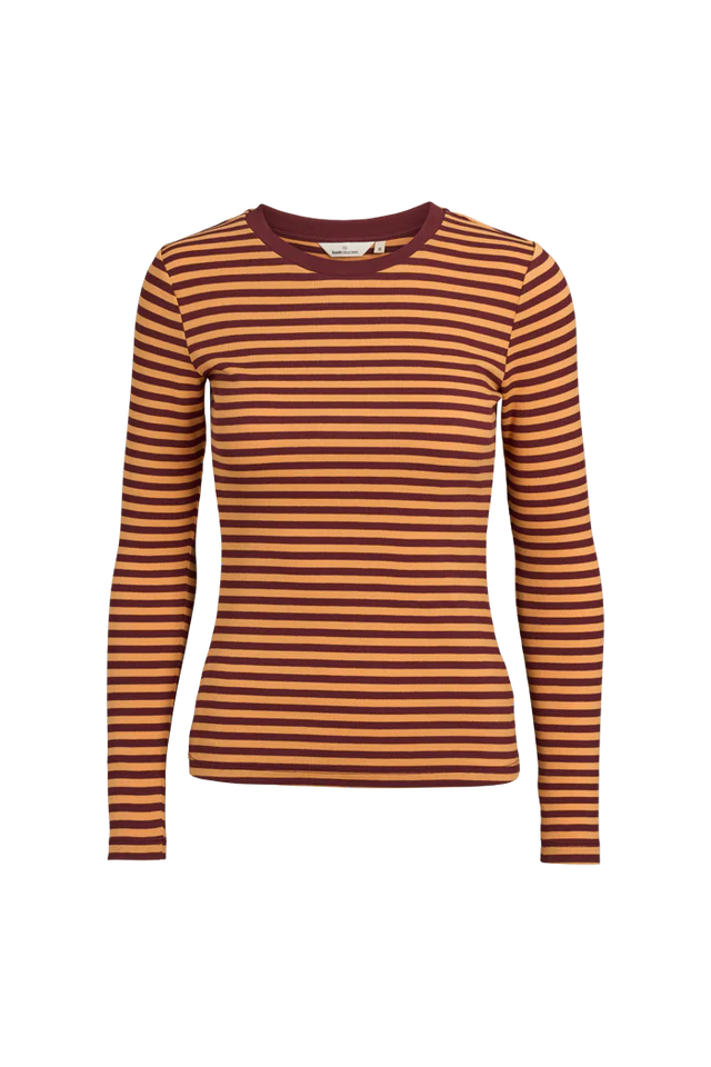 Basic Apparel - Ludmilla LS T-shirt - Bucksin/Bordeaux Truffle