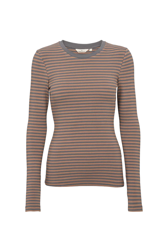 Basic Apparel - Ludmilla LS Tee - Portabella / Poppy seed
