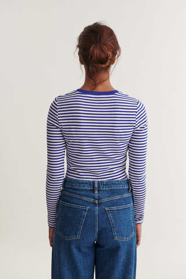 Basic Apparel - Ludmilla LS Tee - Sodalite Blue/Whisper White