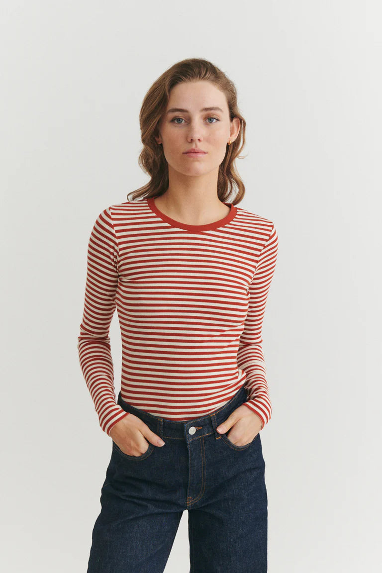 Basic Apparel - Ludmilla LS Tee - Roibus/Whisper White