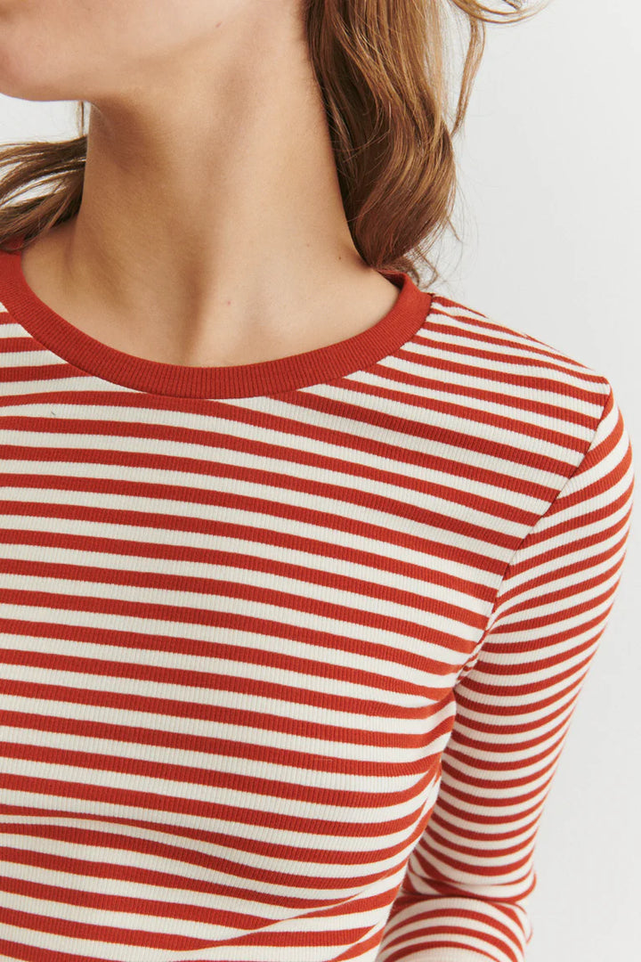 Basic Apparel - Ludmilla LS Tee - Roibus/Whisper White