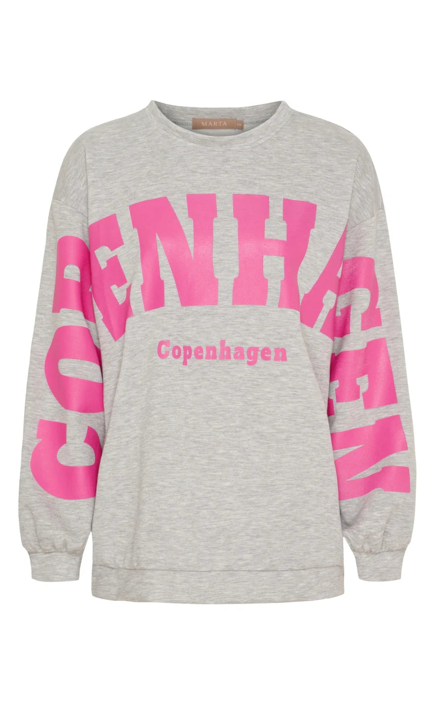 Marta - Hibiscus Sweatshirt - Grey/Pink