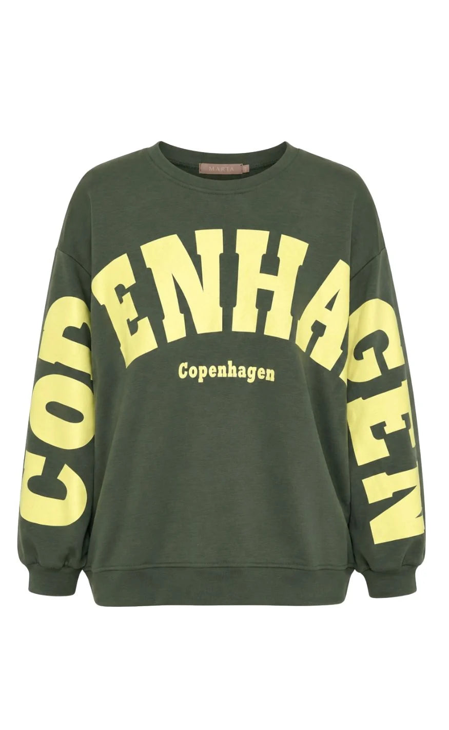 Marta - Hibiscus Nerina Sweatshirt - Military/Yellow