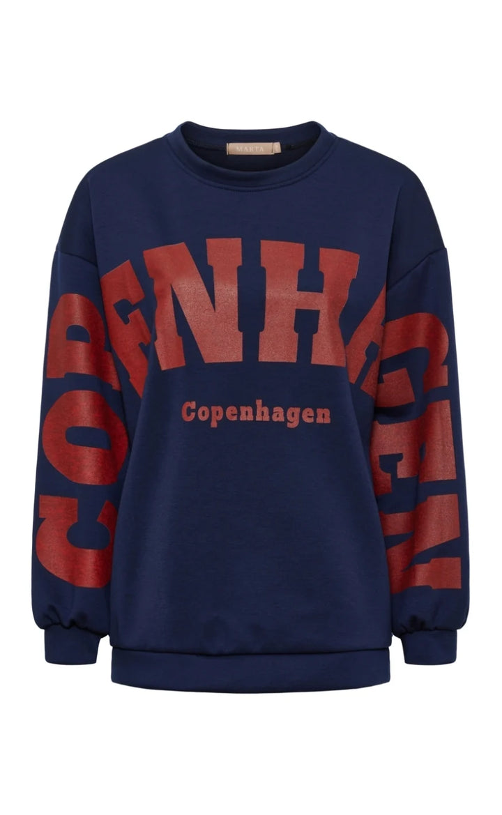 Marta - Hibiscus Nerina Sweatshirt - Navy/Red