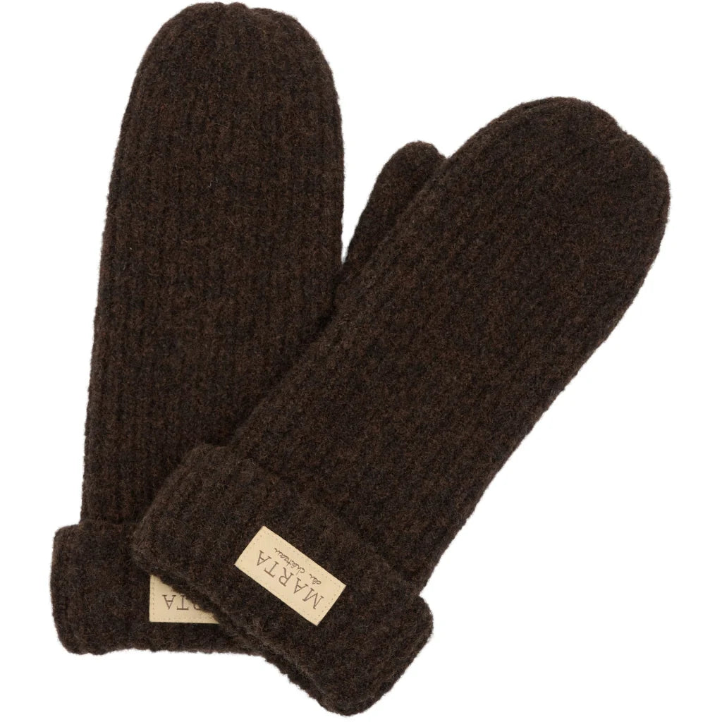 Marta - Knit Mitten Gloves - Brown