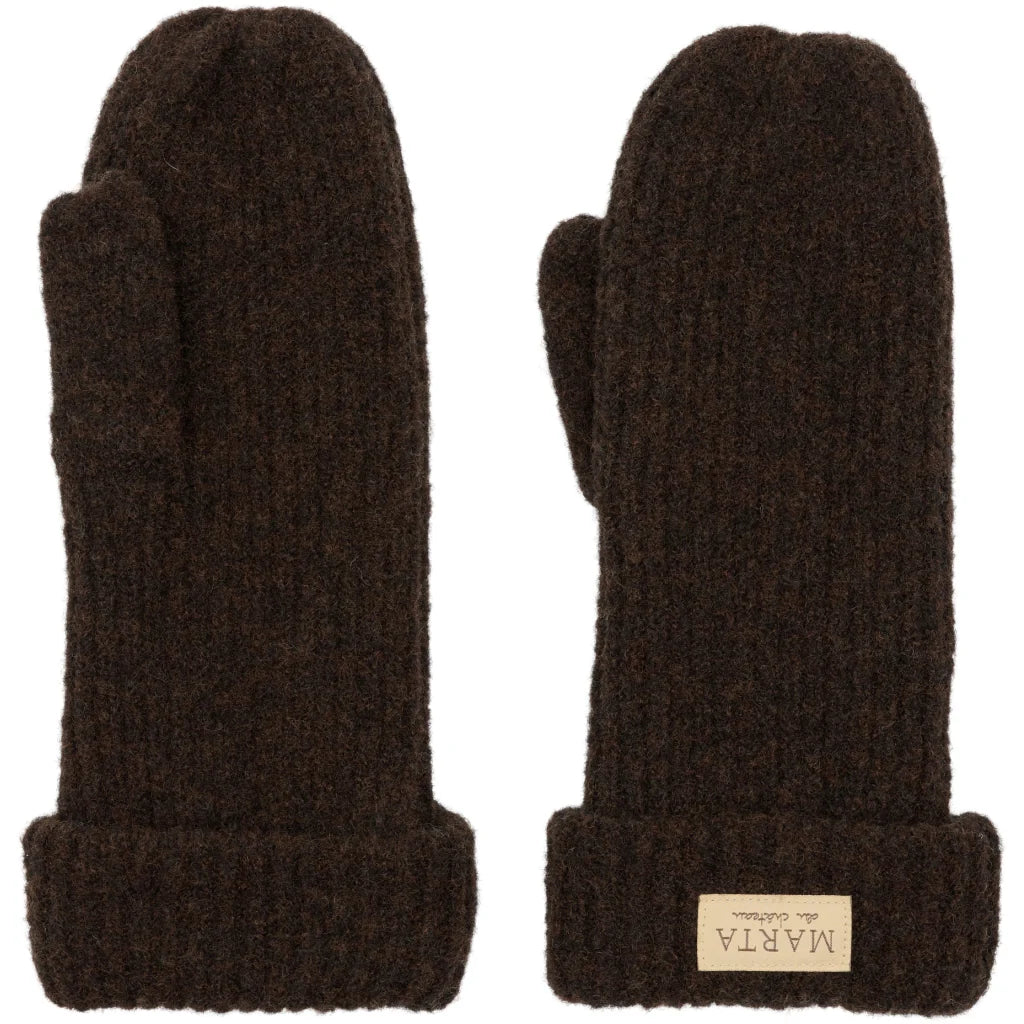 Marta - Knit Mitten Gloves - Brown