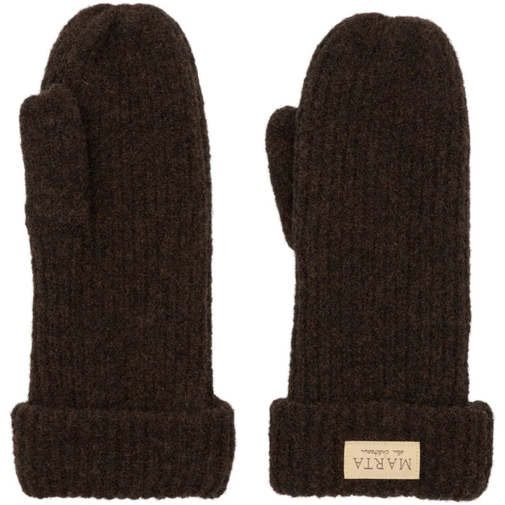 Marta - Knit Mitten Gloves - Brown