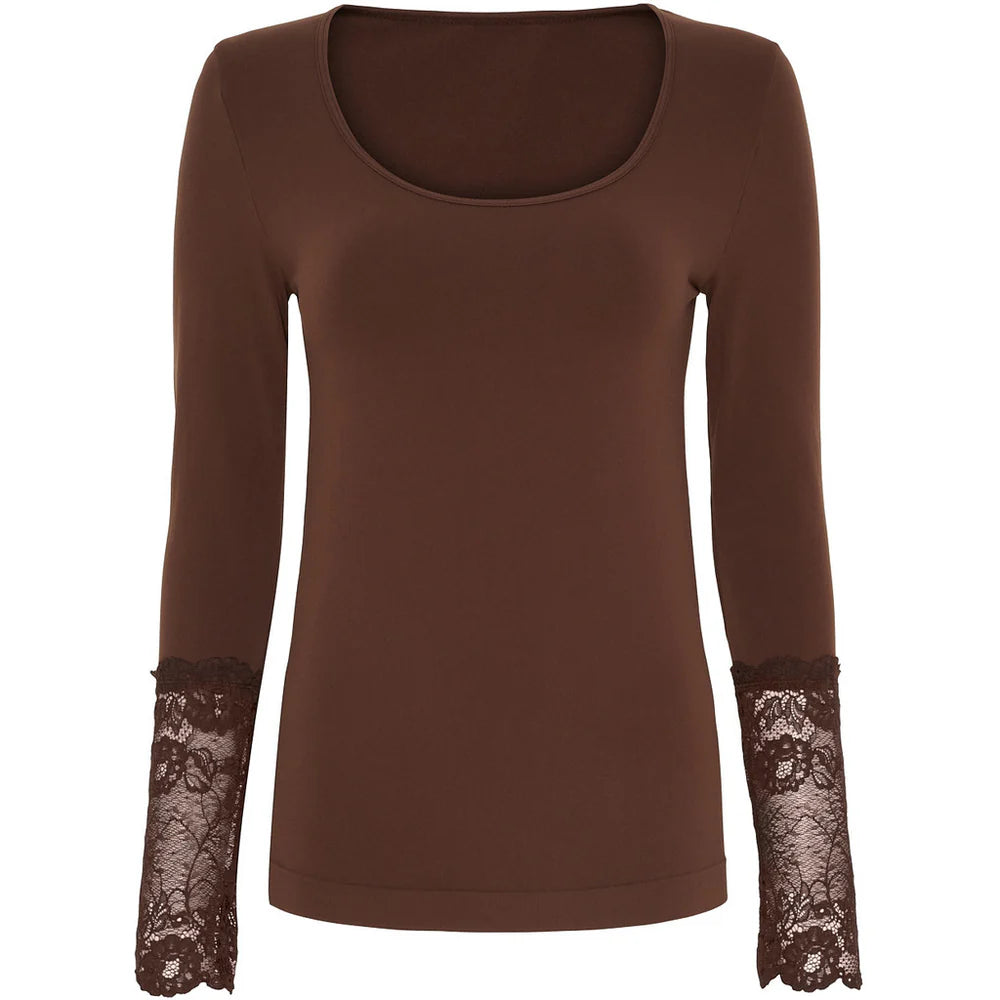Tim &amp; Simonsen - Mary Blouse Lace LS - Chocolate