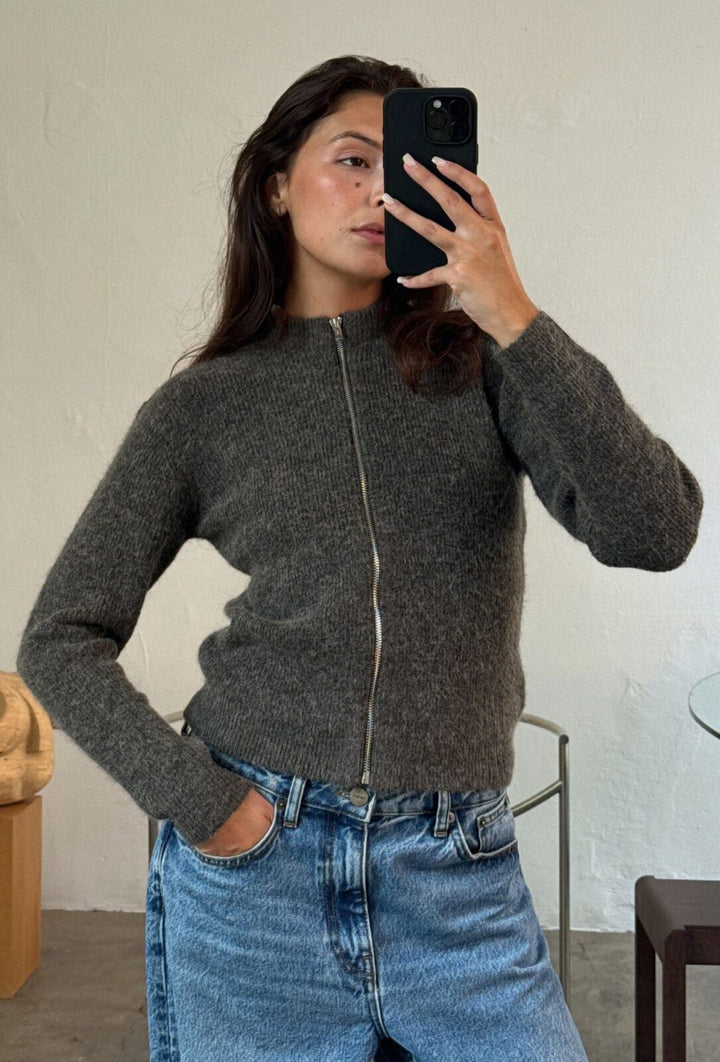 Boii - Milla Knit Zipper - Mole Melange