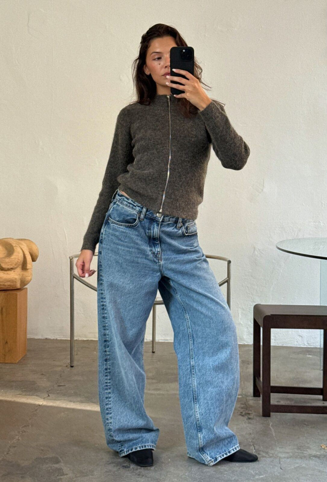 Boii - Milla Knit Zipper - Mole Melange