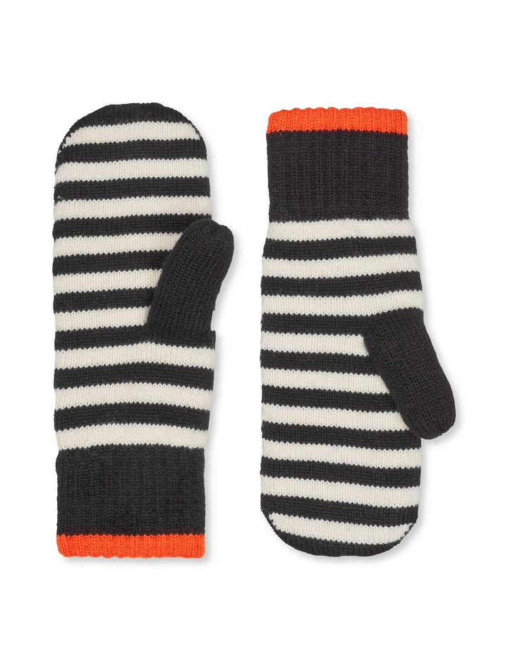 Mads Nørgaard - One Wool Milo Stripe Mitten - Black/Vanilla Ice