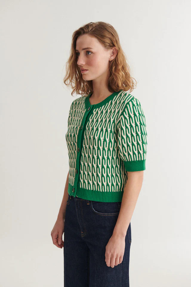 Basic Apparel - Minie Cardigan - Abundant green/ Whisper White