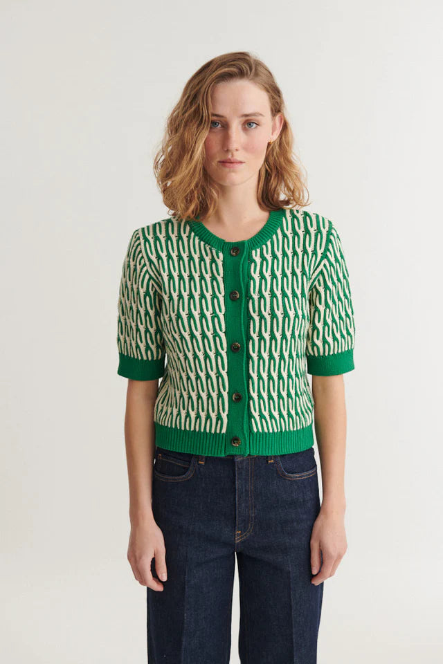 Basic Apparel - Minie Cardigan - Abundant green/ Whisper White