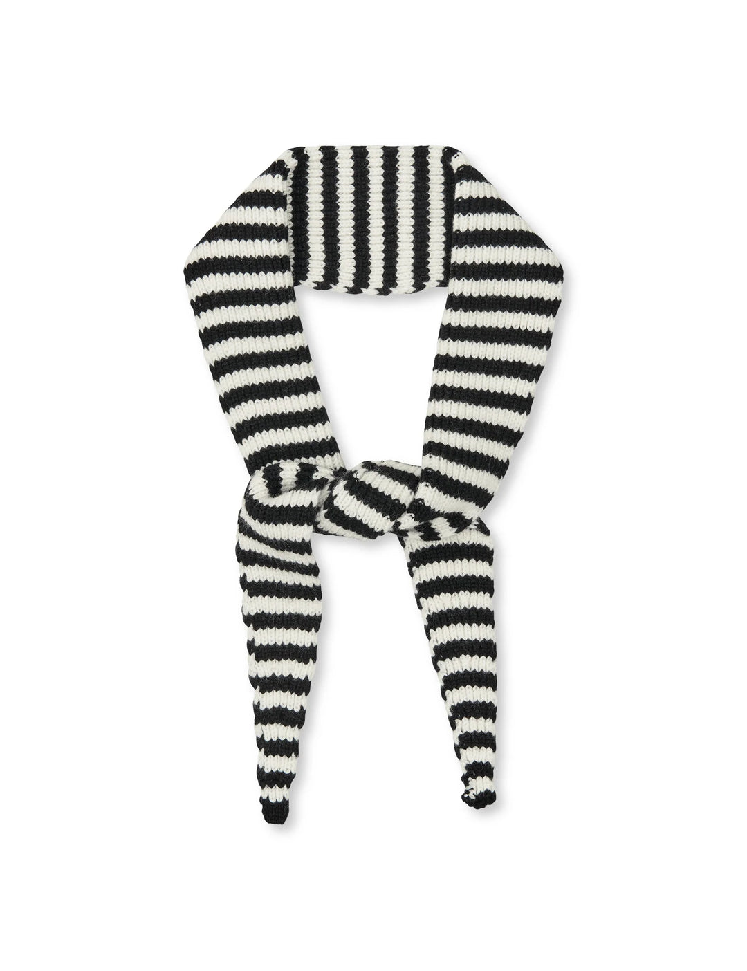 Mads Nørgaard - One Wool Momo Stripe Scarf - Black/Vanilla Ice
