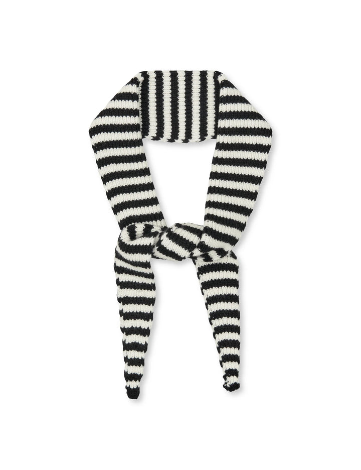 Mads Nørgaard - One Wool Momo Stripe Scarf - Black/Vanilla Ice