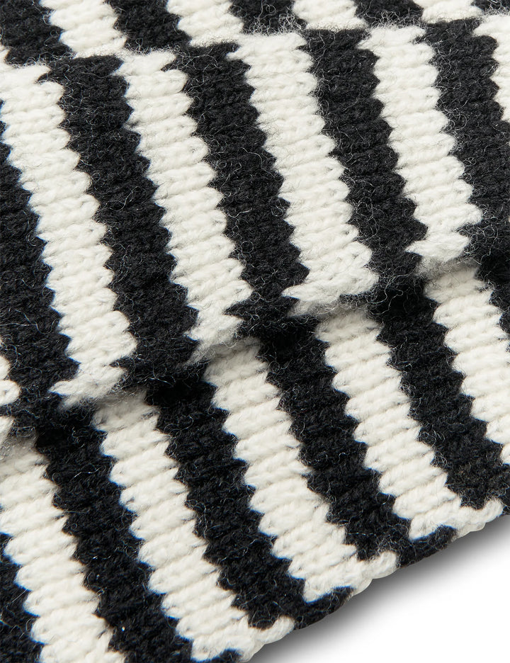 Mads Nørgaard - One Wool Momo Stripe Scarf - Black/Vanilla Ice