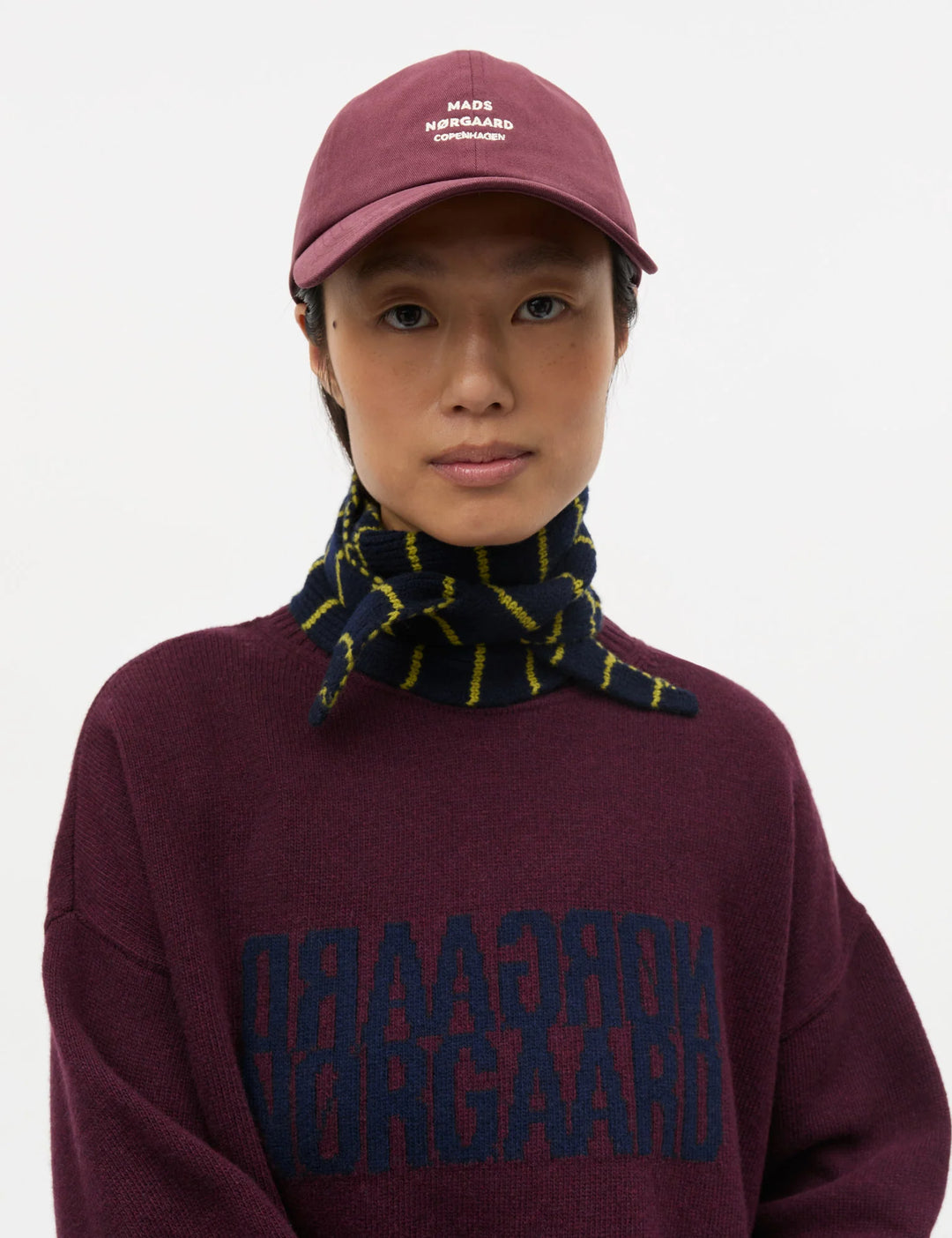 Mads Nørgaard - One Wool Momo Stripe Scarf - Sky Captain/Green Olive