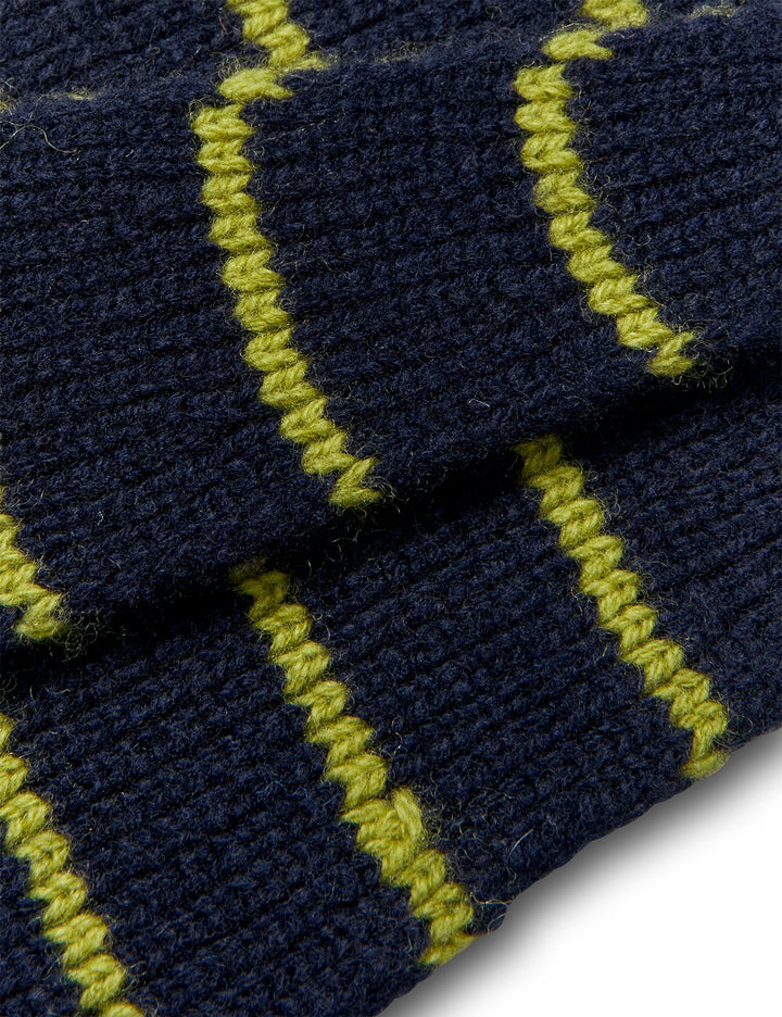 Mads Nørgaard - One Wool Momo Stripe Scarf - Sky Captain/Green Olive