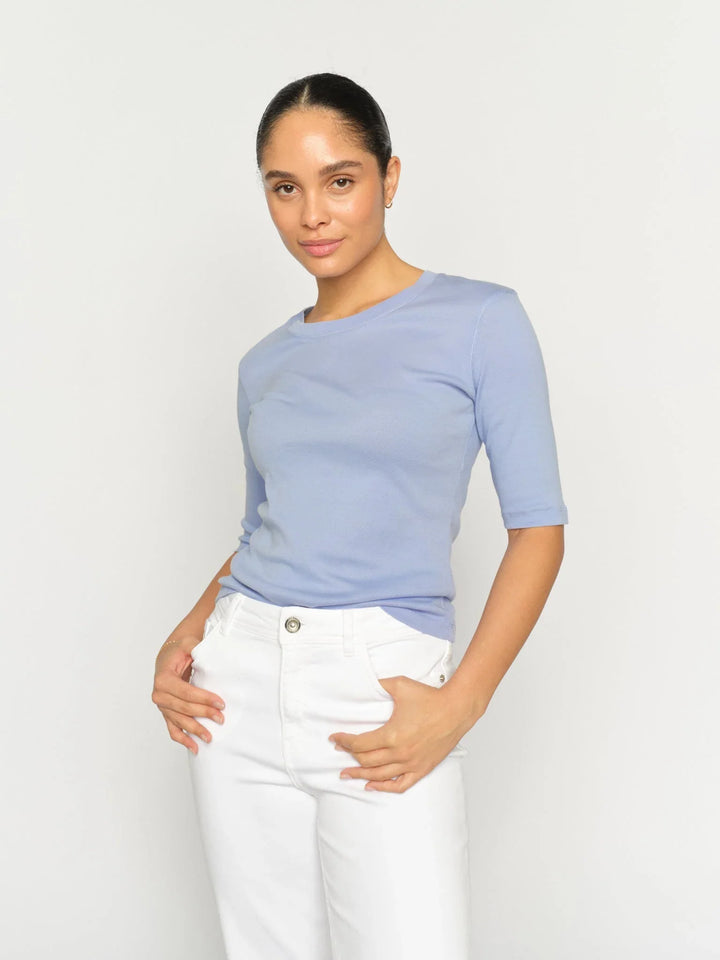 Mos Mosh - Mali O-neck 3/4 Sleeve Tee - Brunnera Blue