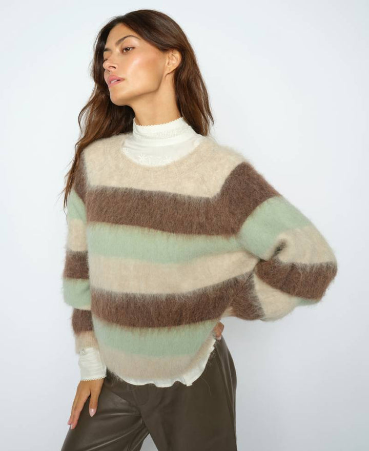 Mos Mosh - MMSuvi Stripe Knit - Frosty Green