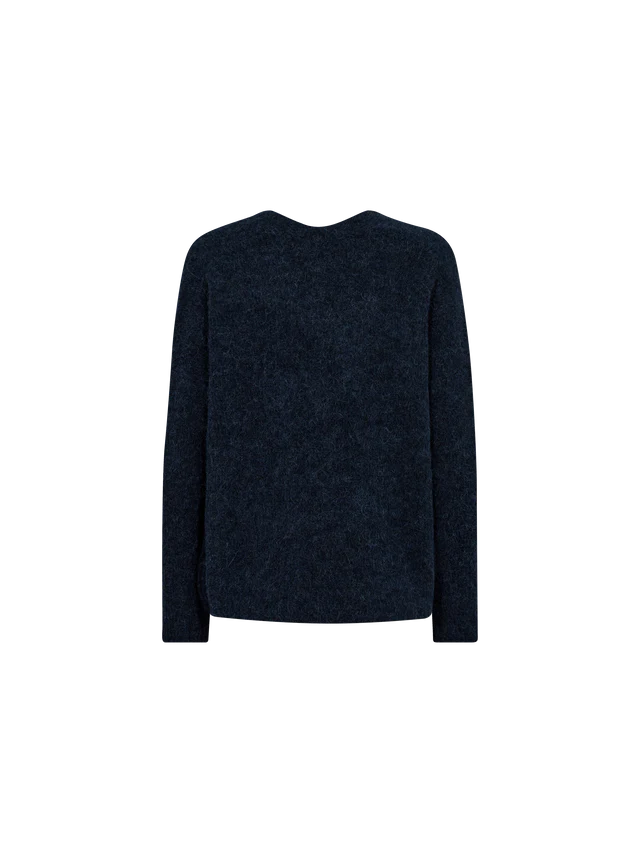 Mos Mosh - Thora V-neck Strik - Salute Navy