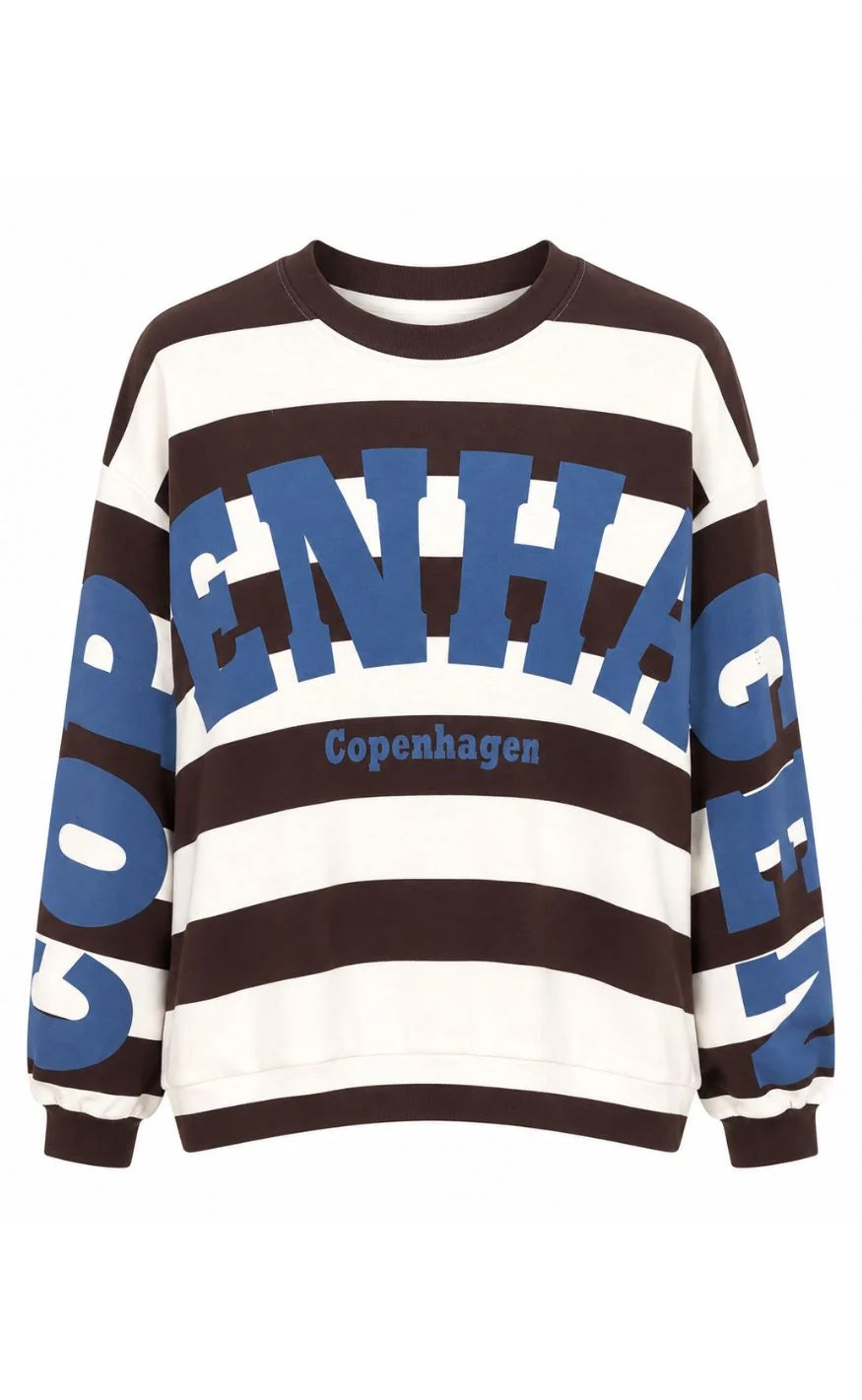 Marta - Nerina Sweatshirt - Choco/Jeans Blue 