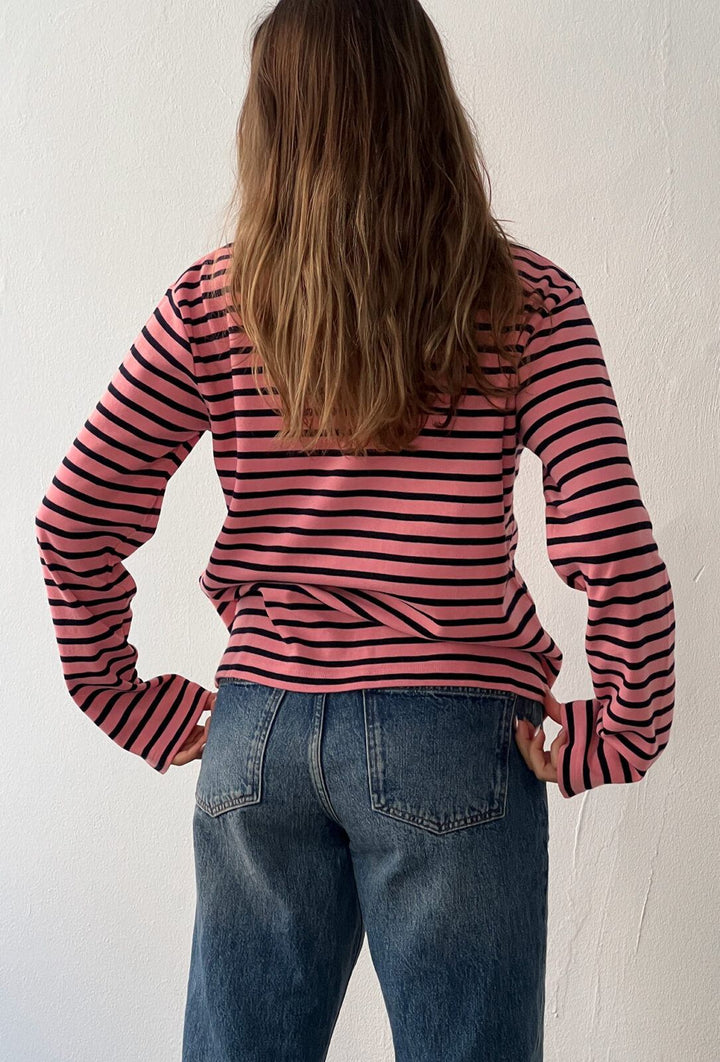 Boii - Nete Ls Tee - Pink/black Stripe