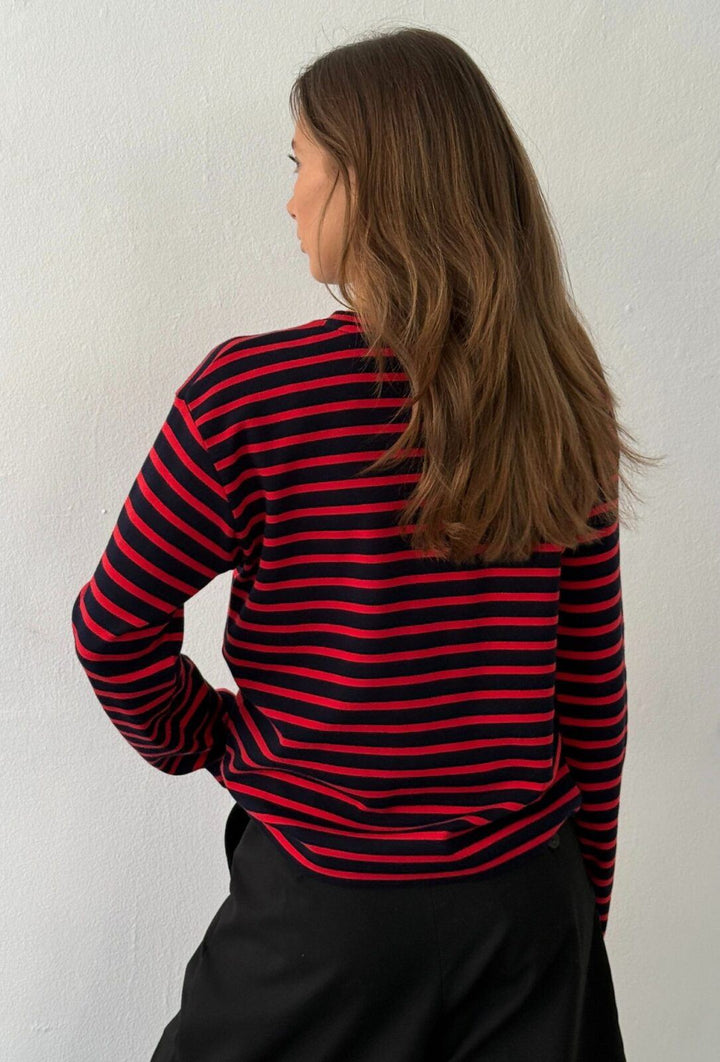 Boii - Nete Ls Tee - Navy/red Stripe