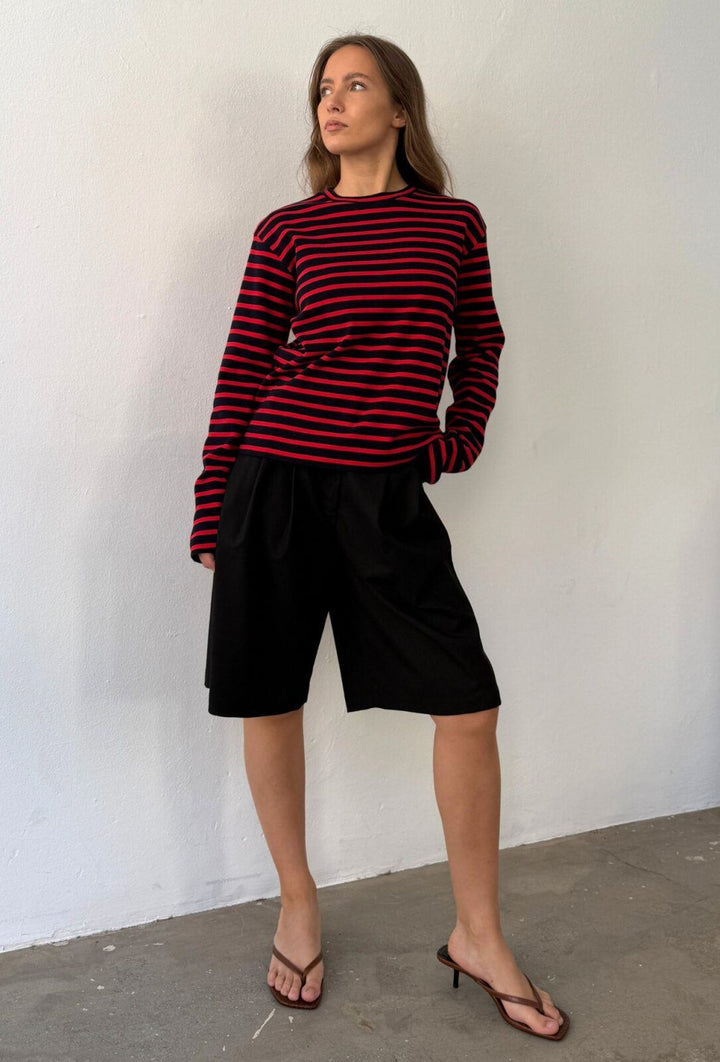 Boii - Nete Ls Tee - Navy/red Stripe