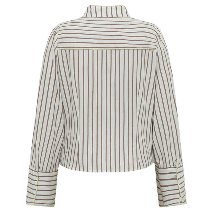 Gossia - Nico Skjorte - Off White/Brown Stripes