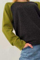 Boii - Polly Contrast Strik - Dark Grey Mel/Gartner Green