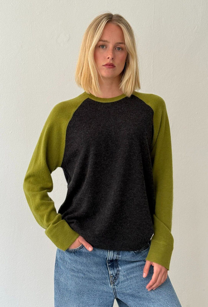 Boii - Polly Contrast Strik - Dark Grey Mel/Gartner Green