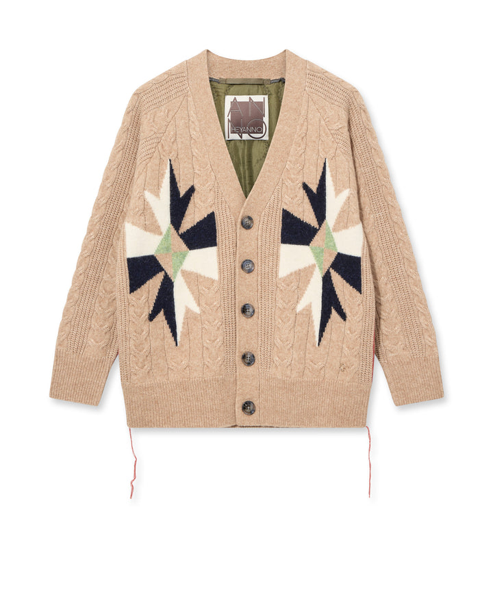 Heyanno - Rio Quilt Cardigan - Bone Brown