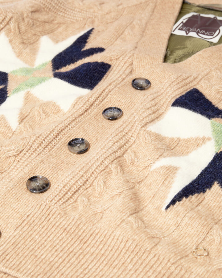 Heyanno - Rio Quilt Cardigan - Bone Brown