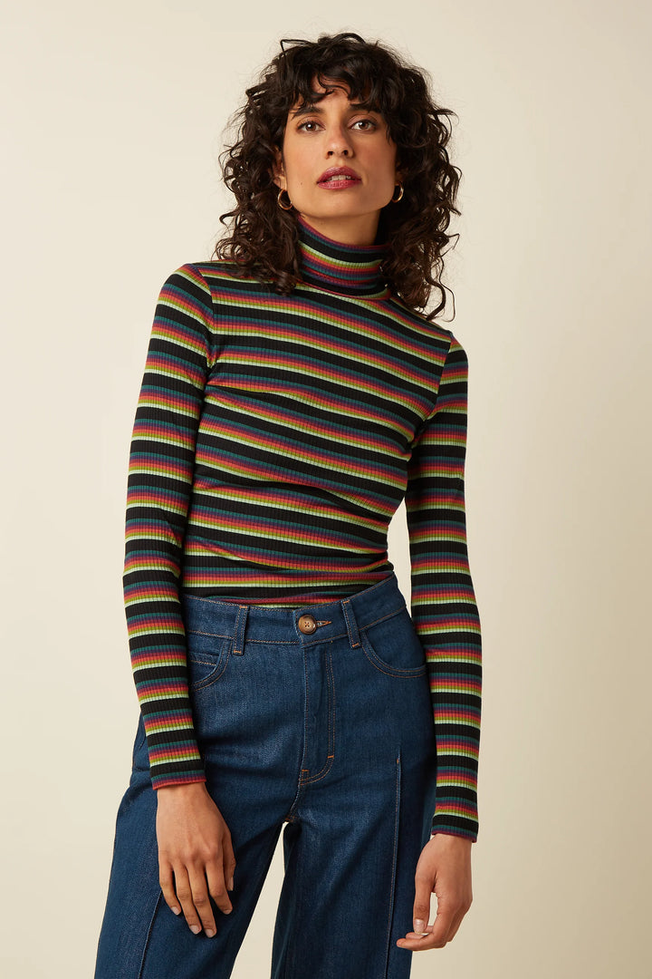 King Louie - Rollneck Top Lottie Stripe - Botanical Green