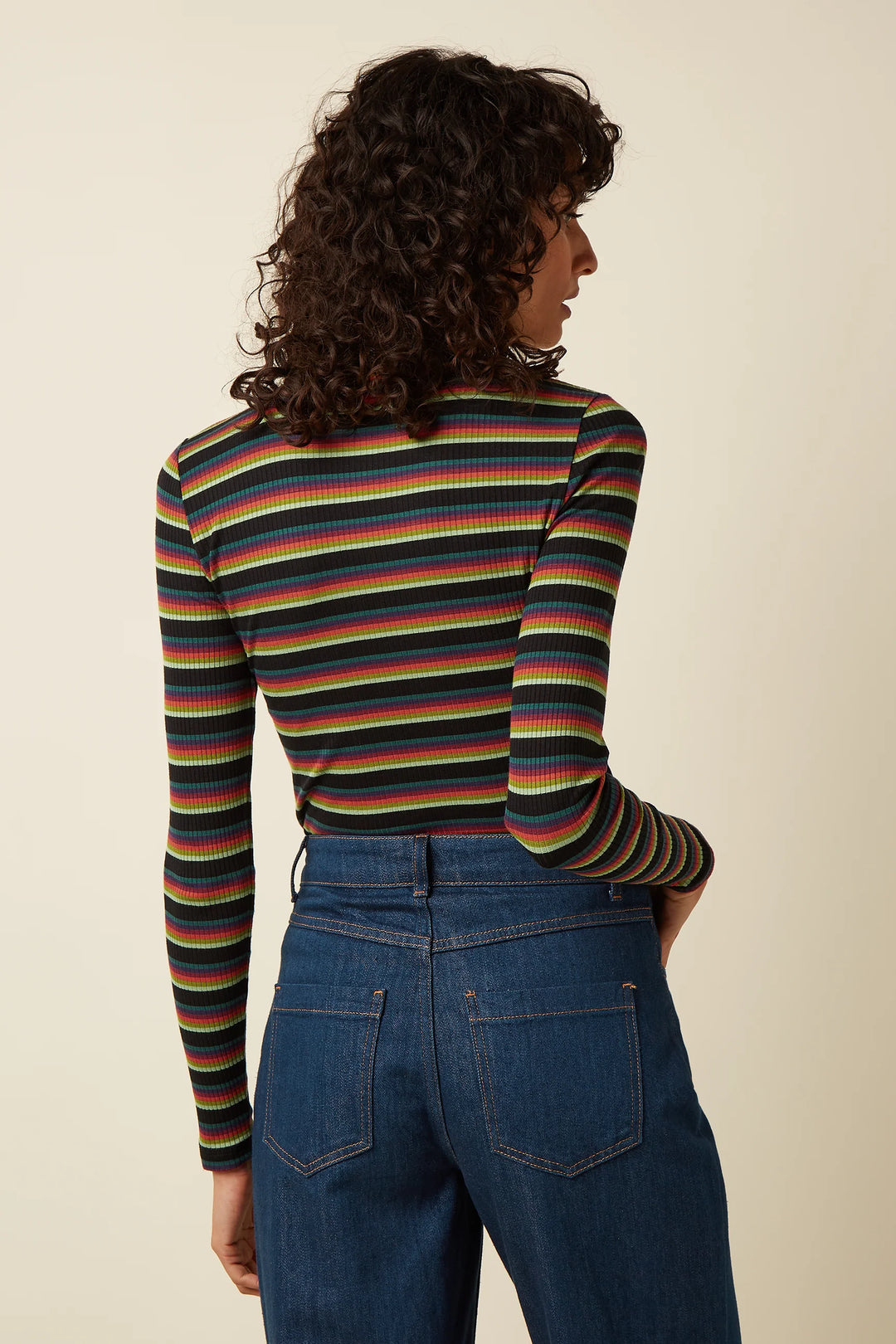 King Louie - Rollneck Top Lottie Stripe - Botanical Green