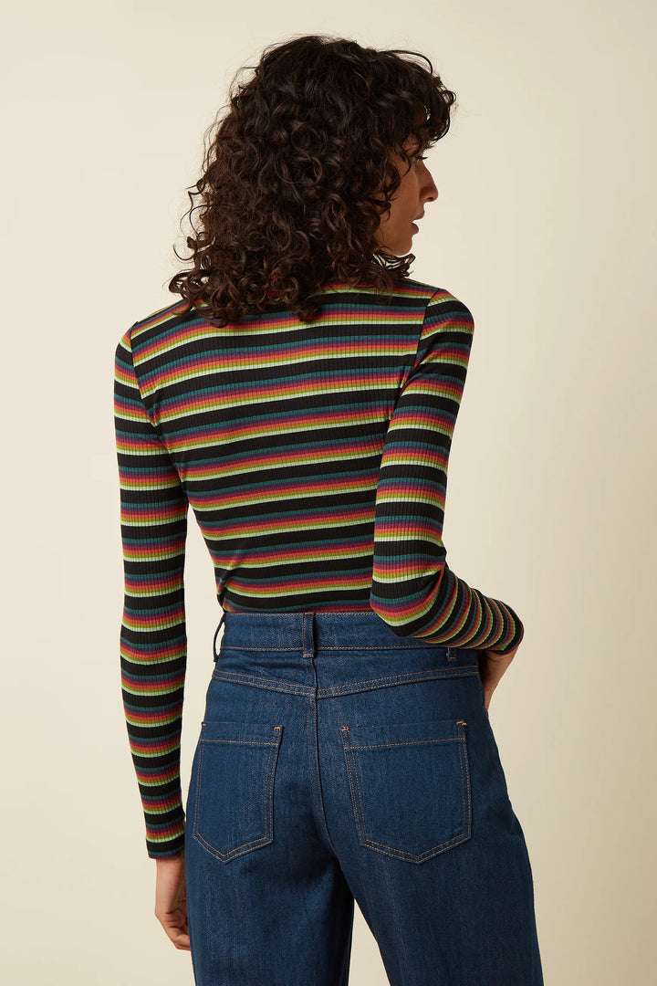 King Louie - Rollneck Top Lottie Stripe - Botanical Green