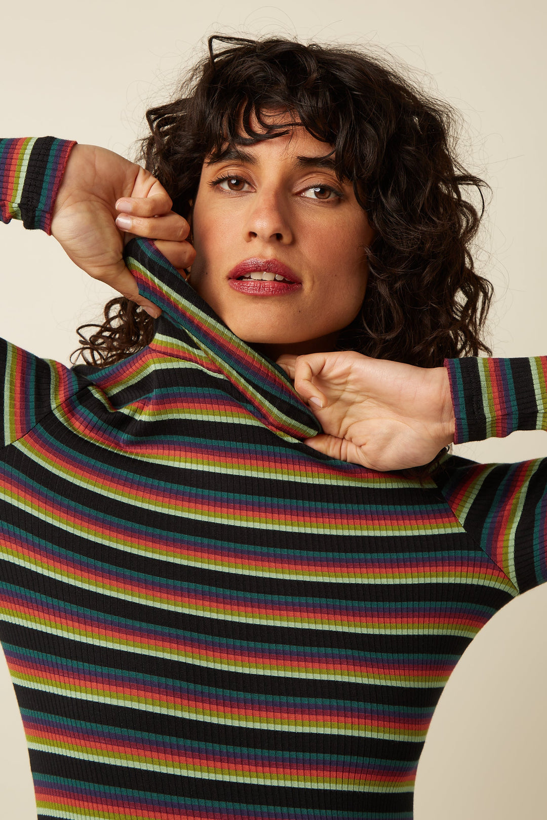 King Louie - Rollneck Top Lottie Stripe - Botanical Green